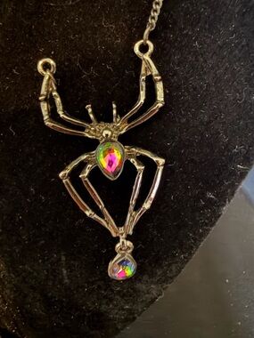 Spider Charm Statement  Multicolor Crystal Teardrop Gothic *** READ***